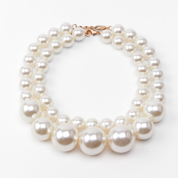 Zara DOUBLE PEARL NECKLACE - Picture 1 of 16